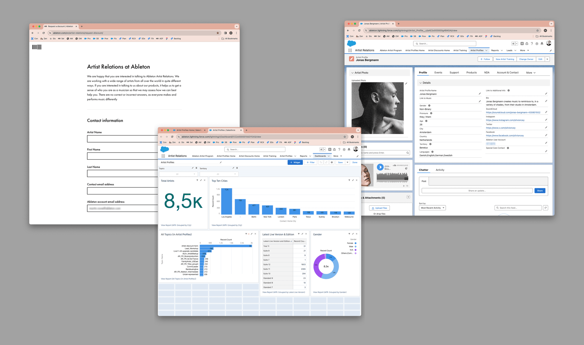 Screenshots of the knowledge management app (Rowe, 2019) Artist Program Screenshots
