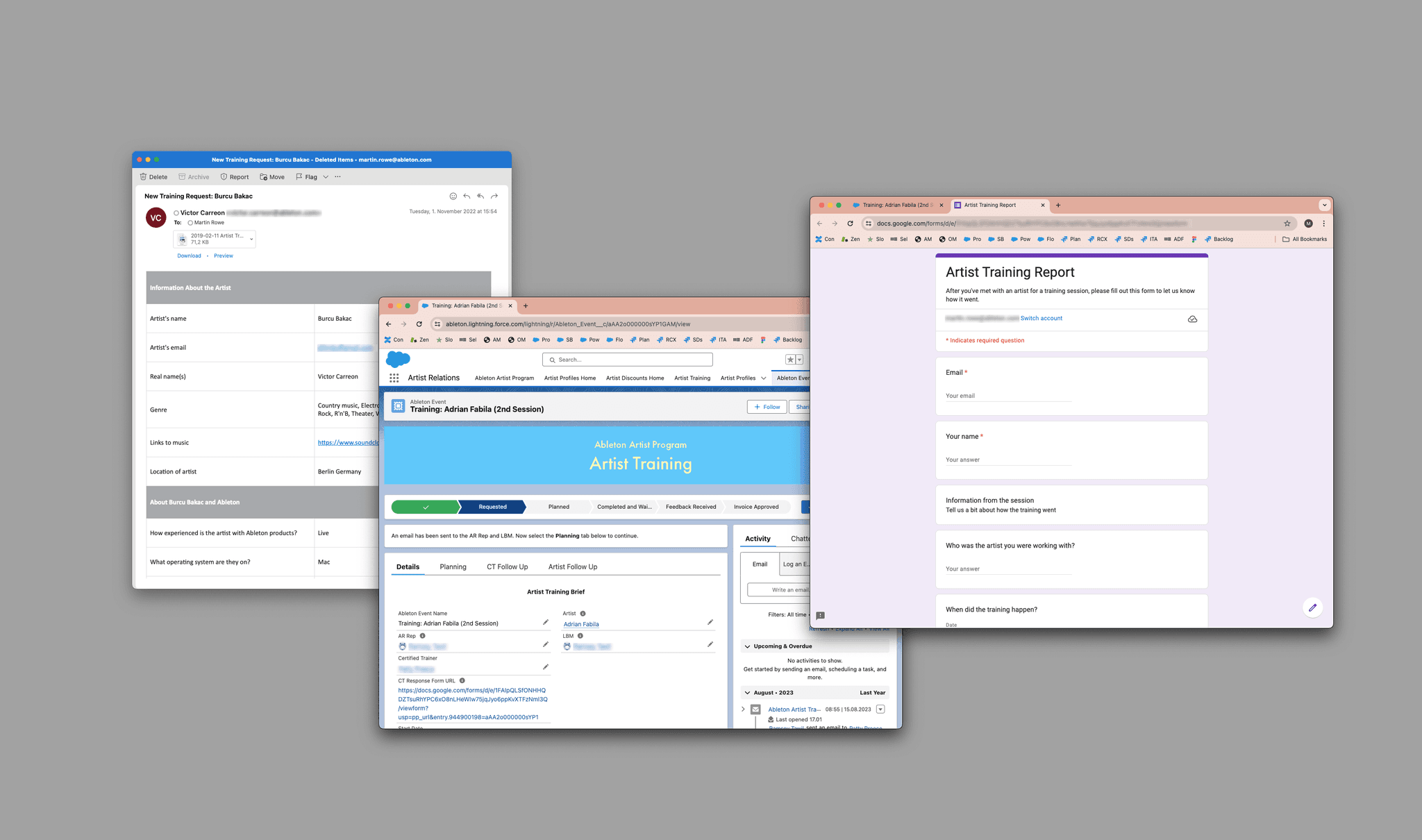 Some of the interfaces in the training system (Rowe, 2021) Screenshots of the training system